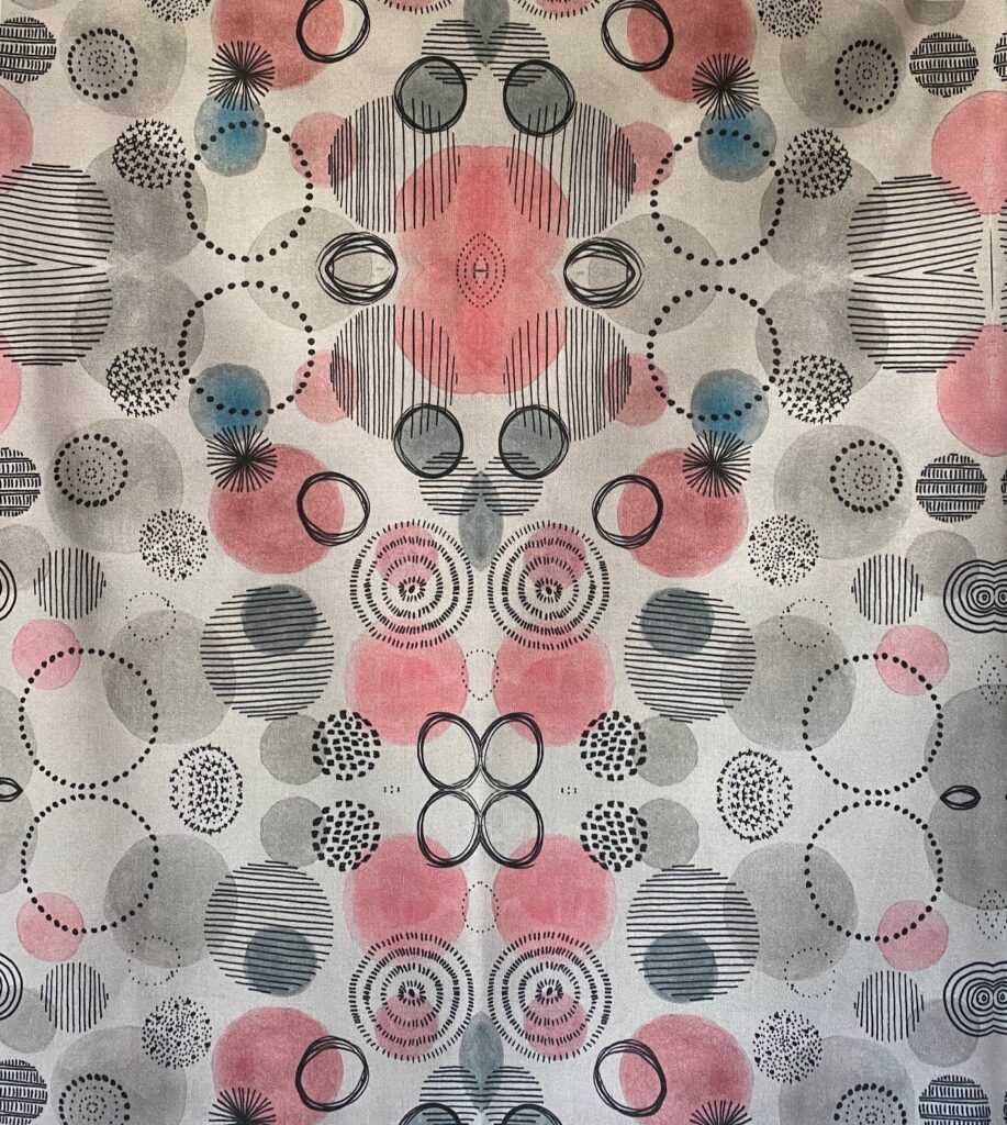 Pink and gray circles - Fabric