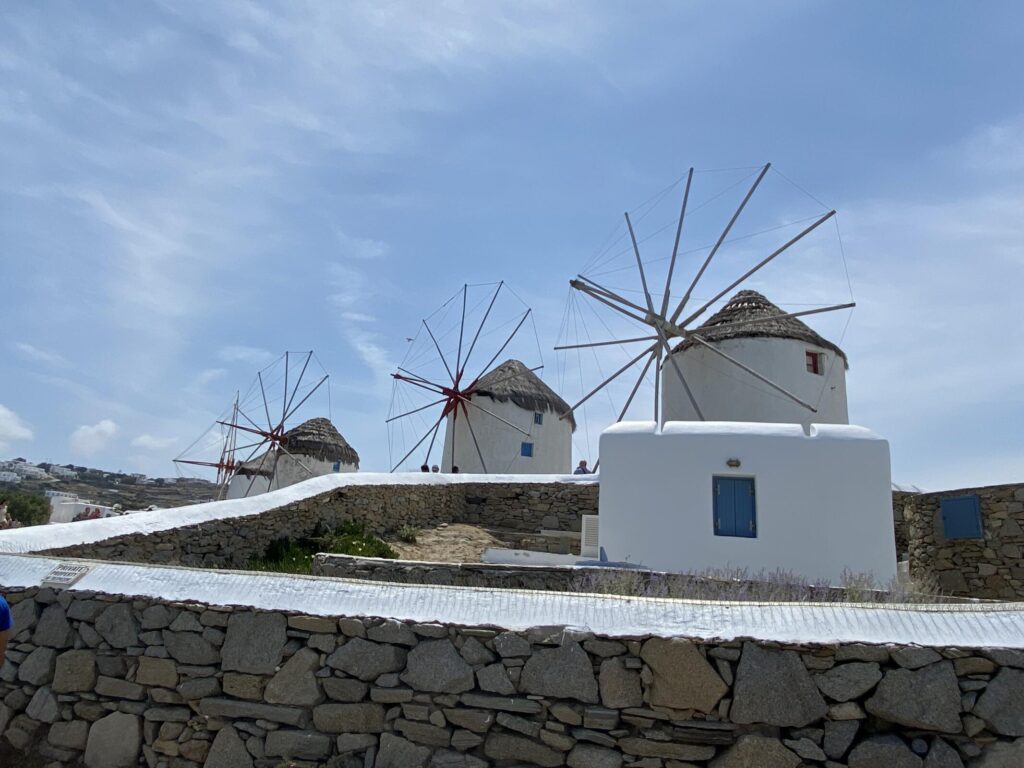 view of the Mykonos windmills